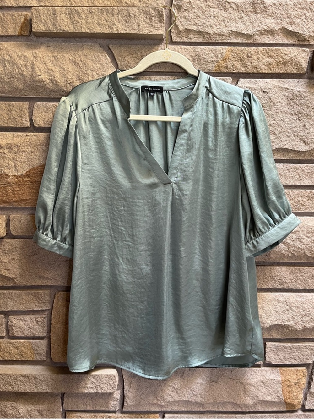 Pleione TEXTURED TUNIC SHIRT Satin GREEN XL